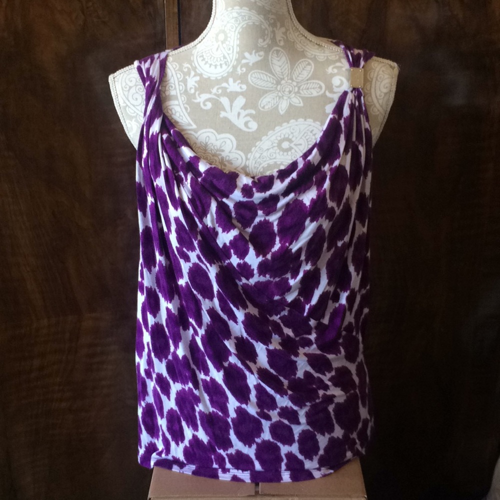 Michael Kors size M purple & white print blouse.